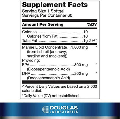 Douglas Laboratories Opti EPA 500 enteric coated softgels nutritional label