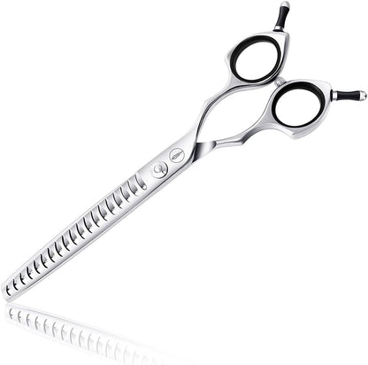HASHIMOTO Japanese steel pet shears highlighting the adjustable tension screw mechanism