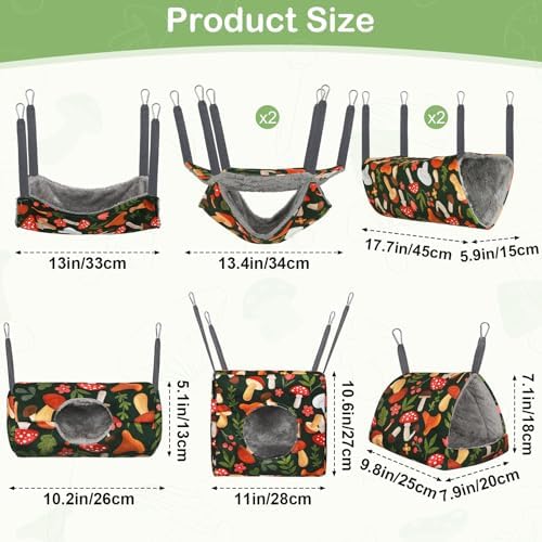 Lifestyle view of the premium Hedgeink pet sugar glider hammock set installed in a multi level habitat.