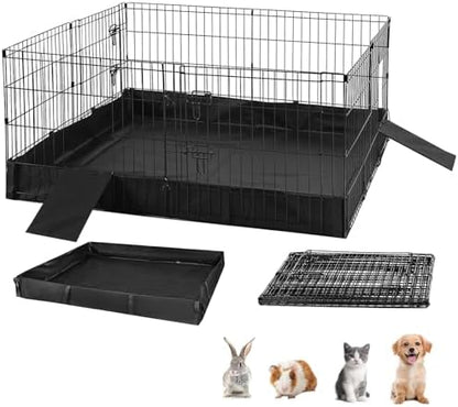 GUTINNEEN Rabbit Pet Playpen Guinea Pig Cage with Waterproof PVC Bottom Liner, Triple Fixing Cage for Rabbit, Guinea Pigs, Bunny, Hedgehog, Small Animal Indoor Playpen, 48''L x 48''W x 24''H - Image 2
