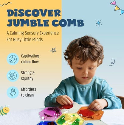 A child using the Jumble Dream comb hexagon fidget toy on a desk for focus and visual stimulation.