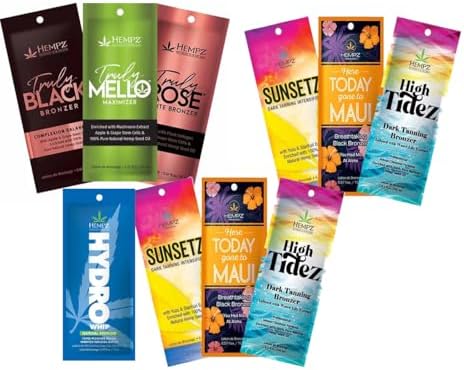 Variety pack of 10 tanning lotion samples for indoor beds