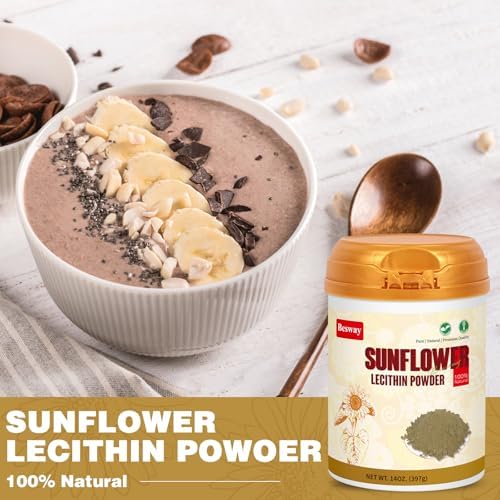 Pure golden sunflower lecithin powder from BulkSupplements for soy-free liver support