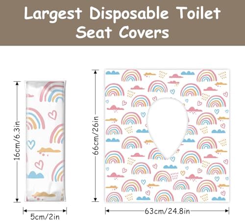 Peyazoco extra large waterproof toilet liners unfolded showing pink rainbow pattern