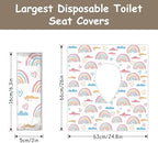 Peyazoco extra large waterproof toilet liners unfolded showing pink rainbow pattern