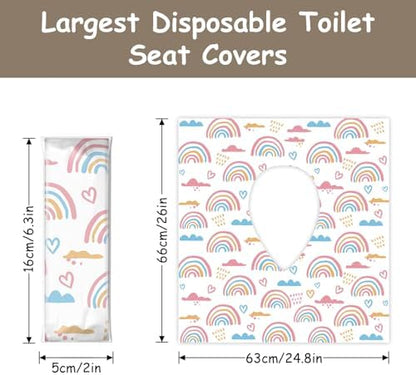 Peyazoco extra large waterproof toilet liners unfolded showing pink rainbow pattern