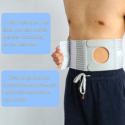 FIRRKEP adjustable colostomy pouch helper belt laid flat to show the hook and loop closing mechanism.