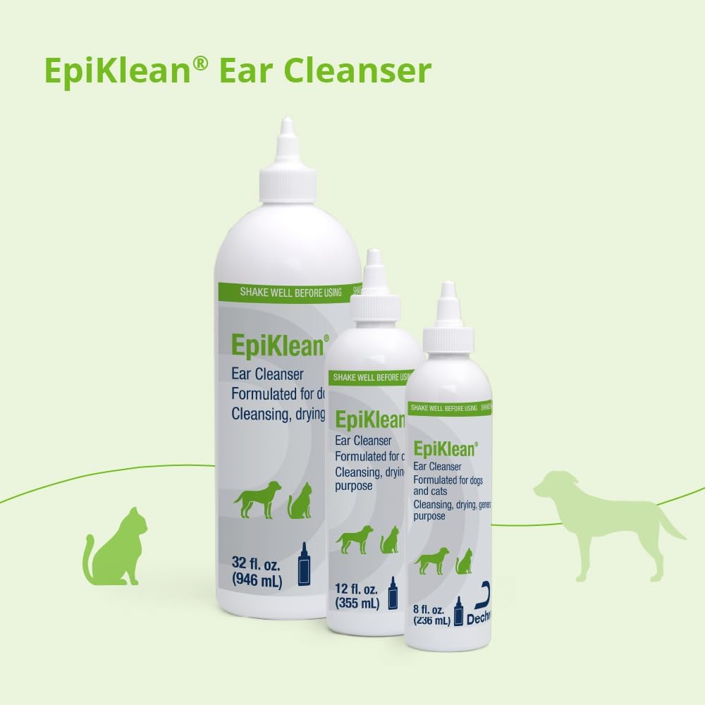 Dechra Epiklean pet ear care product 8 ounce bottle size comparison