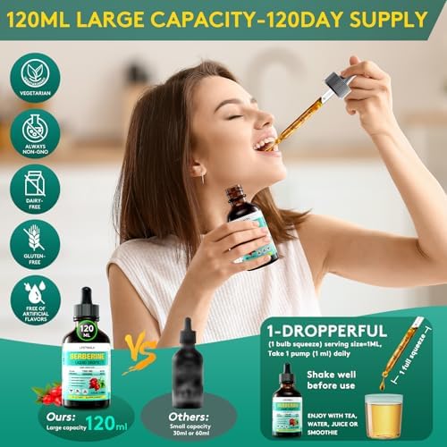 Vegan and gluten-free Berberine liquid drops product packaging