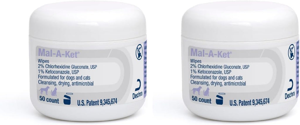 Dechra pet skin care wipes packaging for treating localized yeast infections.