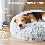 JOLLYVOGUE Small Dog Bed, Calming Dog Beds for Small Dogs & Indoor Cats - 20 Inches Donut Washable Cat Bed for Kittens & Puppies, Round Fluffy Plush Faux Fur Pet Beds(Smoke Grey) - Image 3