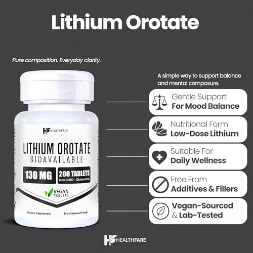 HealthFare Lithium Orotate 200 vegetarian tablets supplement facts and ingredient profile