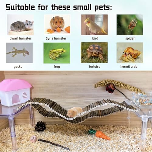 2-Pack Rat Bendy Long Suspension Bridges 19.7 x 2.7 Inch Hamster Climbing Ladder Flexible Wooden Bridge for Dwarf Hamster Sugar Glider Rodents Mouse - Image 7