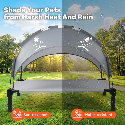 Heeyoo Elevated Dog Bed with Removable Canopy, Portable Dog Cot with Sun Protection Shade Tent, Raised Pet Cooling Cot Bed for Dogs, 42in - Image 3