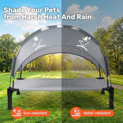 Heeyoo Elevated Dog Bed with Removable Canopy, Portable Dog Cot with Sun Protection Shade Tent, Raised Pet Cooling Cot Bed for Dogs, 42in - Image 3