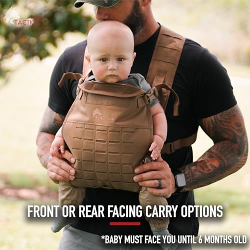 Wolf Tactical baby carrier demonstrating secure strap fit