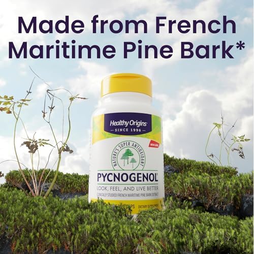 Healthy Origins Pycnogenol French maritime pine bark extract side bottle view