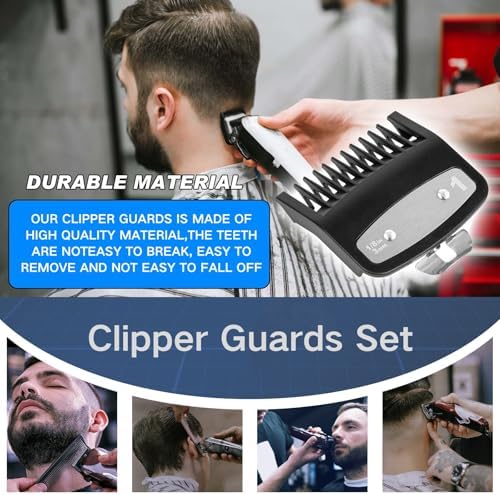Two pack black premium one point five millimeter hair clipper guards laid flat