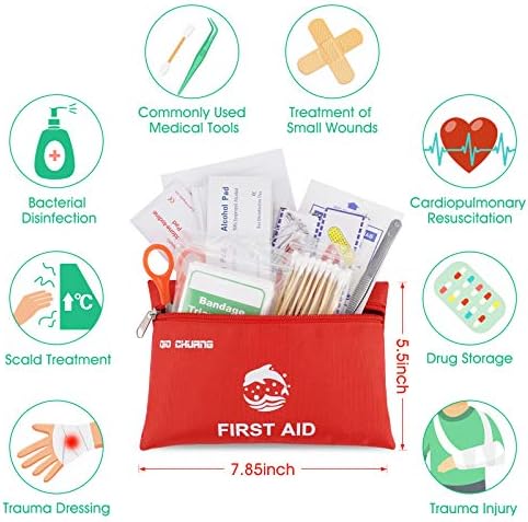 QIO CHUANG emergency rescue supplies laid out including gloves and safety pins