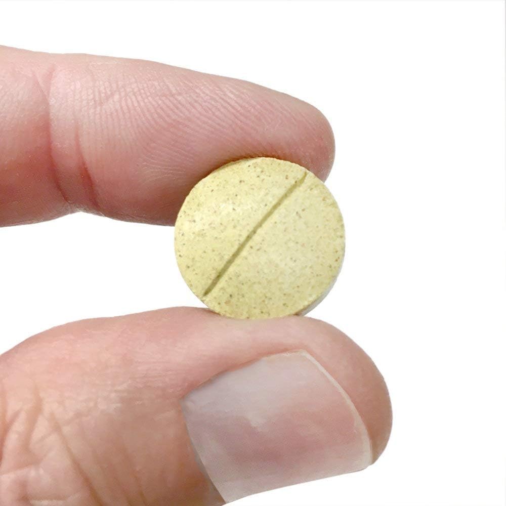 Vet's Best dog skin care supplement bottle next to chewable tablets