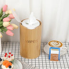 Decorative bamboo dispenser showing easy open top design