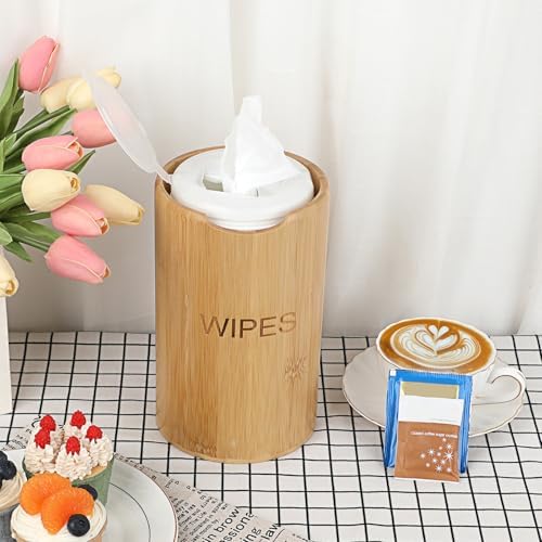 Decorative bamboo dispenser showing easy open top design