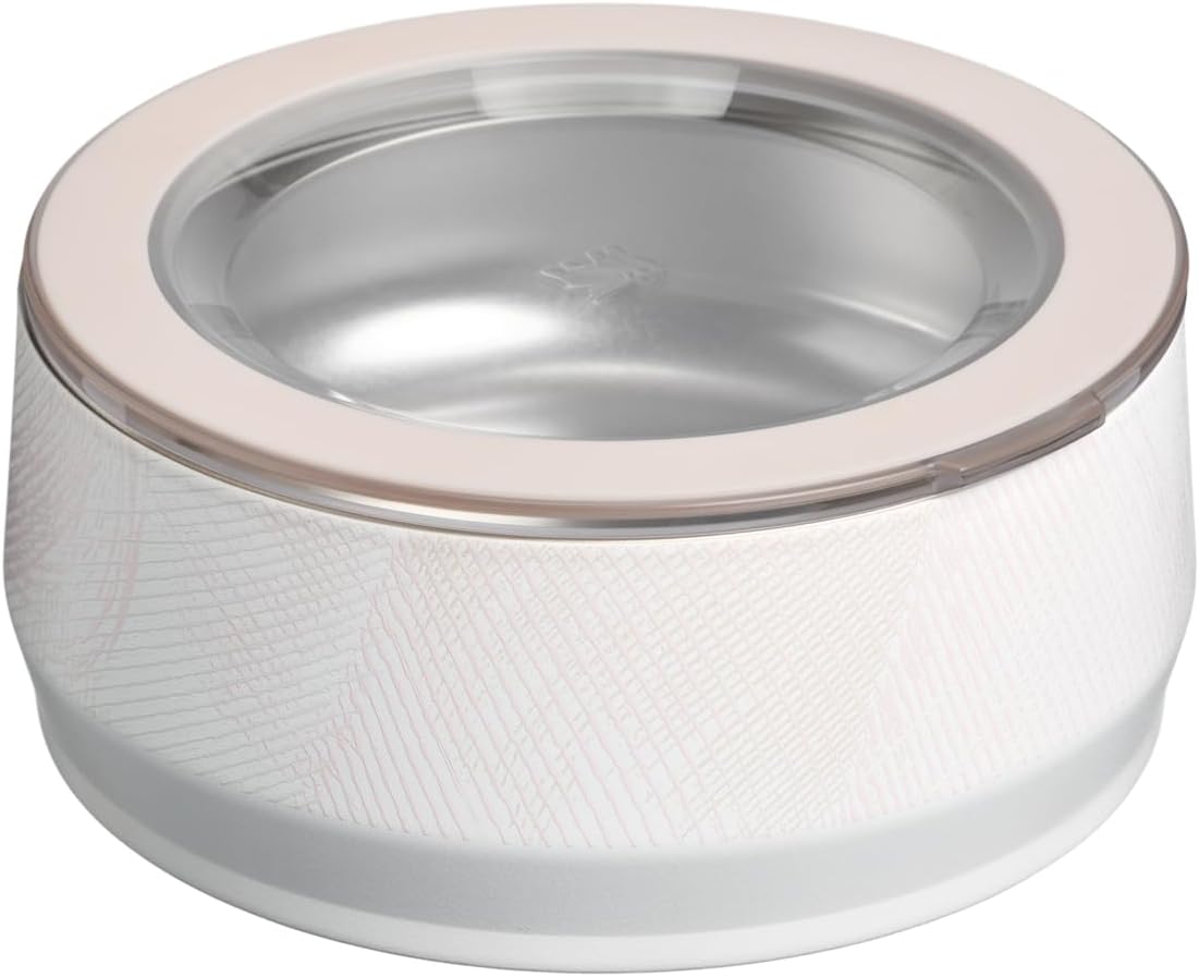 Double wall travel pet bowl showing the lid nested underneath as a non slip base.