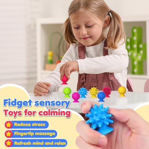 Close up of Richtim textured sensory fidget toys with suction cups
