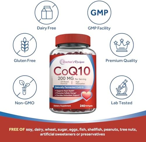 Full product display of Doctor's Recipes heart health supplement bottle on a clean commercial background.