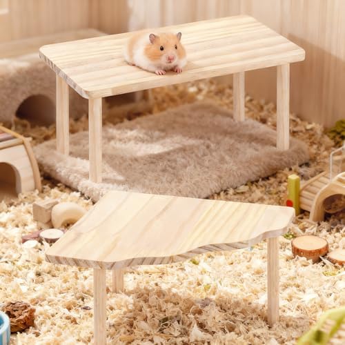 2-Piece Set Hamster Play Wooden Platform for Dwarf Syrian Hamsters Gerbils Mice Degus or Other Small Pets - Image 6