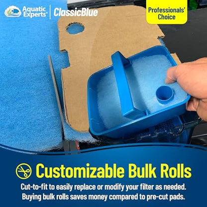 Aquatic Experts dual-density bonded filter pad roll measuring twelve inches by seventy-two inches.