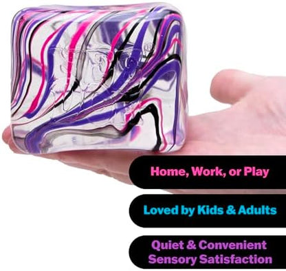 Schylling squishy square sensory glob displaying the flexible and durable construction