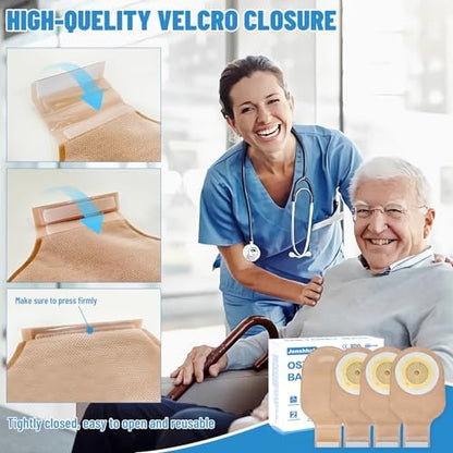 Heagimed Jenshhch one piece ileostomy pouch showcasing the nonwoven fabric material and carbon filter