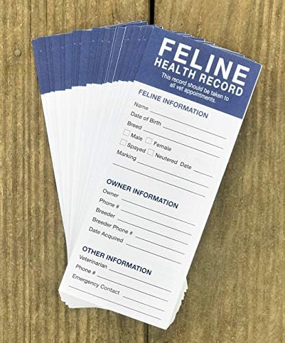 Revival Animal Health kitten shot record charts pack of twenty five for pet owners and shelters
