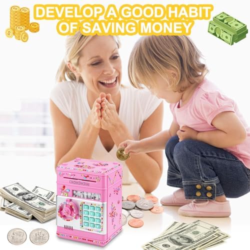 Piggy Bank for Kids Girls Boys with Password Code Lock Cash Coin Can Piggy Bank Girls Electronic Money Safe Bank for Kids Money Box with DIY Diamond Sticker Gift for 4 7 8 9 10 11 Year Old Boys - Image 7