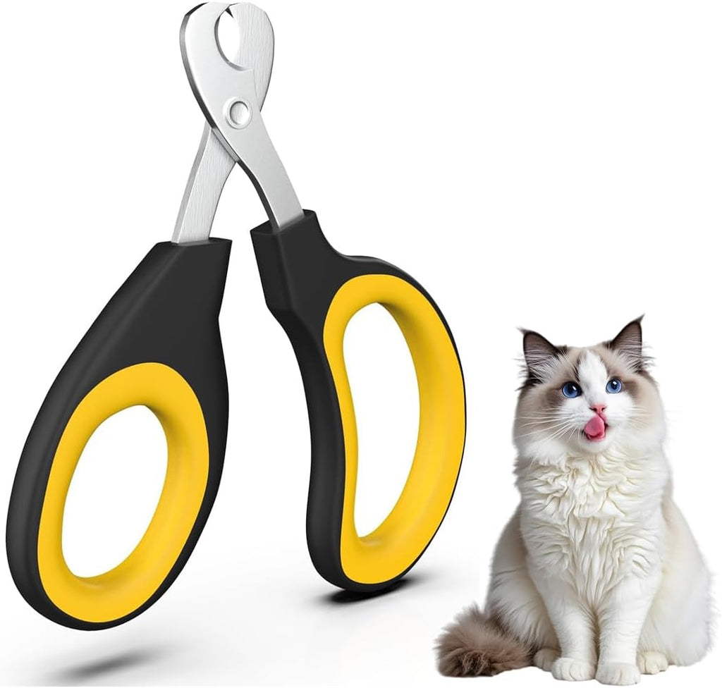 Pet Republique professional small animal claw clippers front view showing yellow and black ergonomic handles.