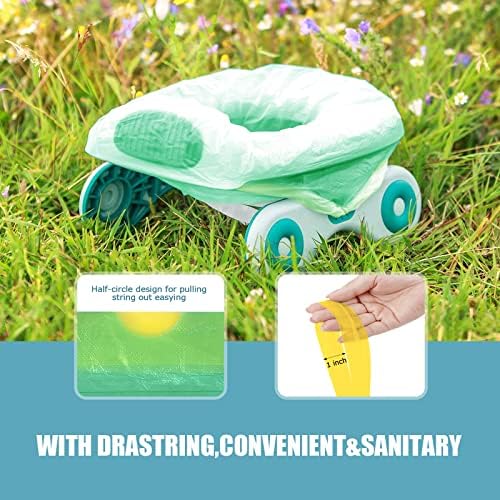 Green plastic travel potty chair liner bag unfolded