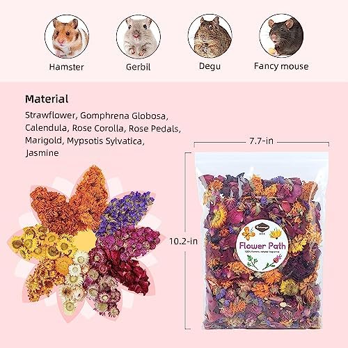 Niteangel Natural & Soft Hamster Bedding Mate Small Animal Habitat Decor for Syrian Dwarf Hamsters Gerbils Mice Degus Bunny or Other Small-Sized Pet (Flowers Scent Path) - Image 3