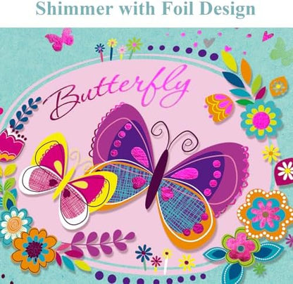 Internal view of lined cream pages in butterfly diary