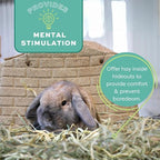 Oxbow animal health bulk hay bag highlighting dentist and veterinarian recommended seal for small herbivores.