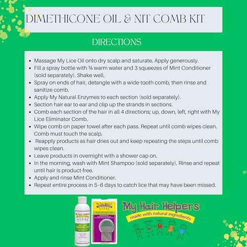 My Hair Helpers natural lice removal kit packaging showing 100 percent effectiveness.