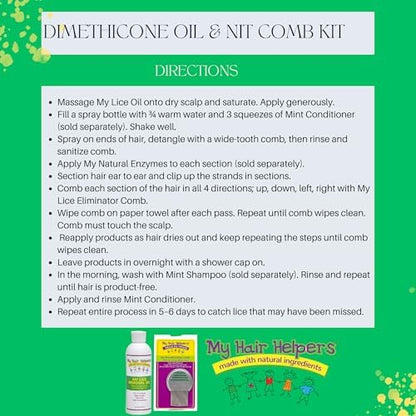 My Hair Helpers natural lice removal kit packaging showing 100 percent effectiveness.