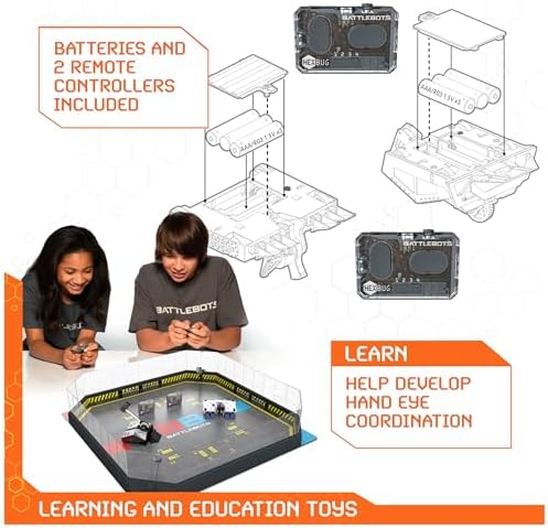 Kids playing with Hex Bots BattleBots remote control combat toys