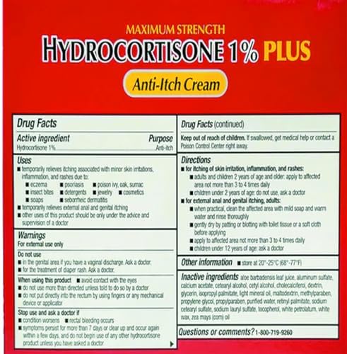 Authentic imported Cortizone 10 hydrocortisone cream packaging showing 1 percent strength for insect bites.