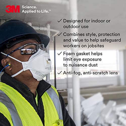 3M 11872 clear lens safety glasses angled view showcasing the wraparound design