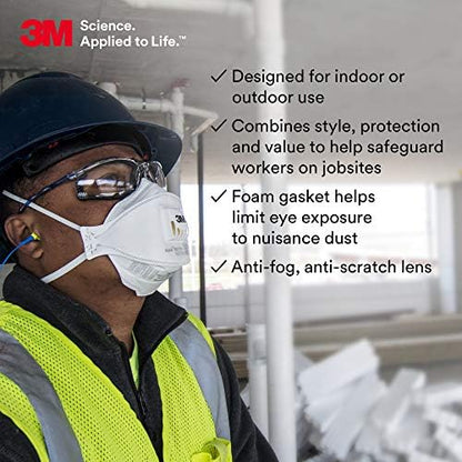 3M 11872 clear lens safety glasses angled view showcasing the wraparound design