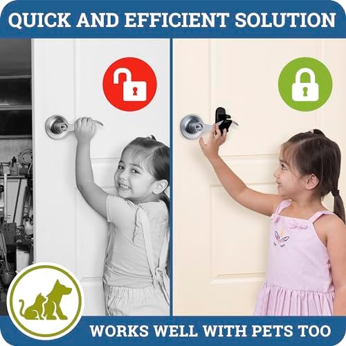 One hand operation of child safety door lever lock
