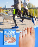 Washable and reusable silicone toe protectors for hammer toe support.