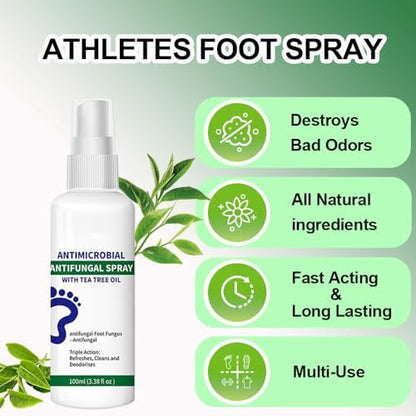 Natural tea tree oil foot spray for itchy skin and odor control