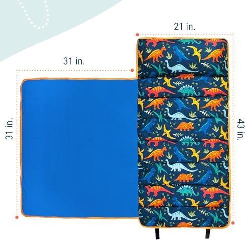 Wildkin kids travel bedding laid flat featuring the removable pillow insert compartment